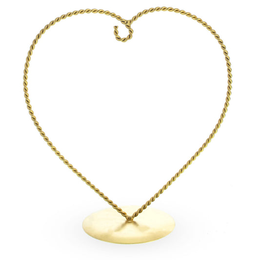 Heart-Shaped Twisted Gold Metal Ornament Display Stand 6.2 Inches