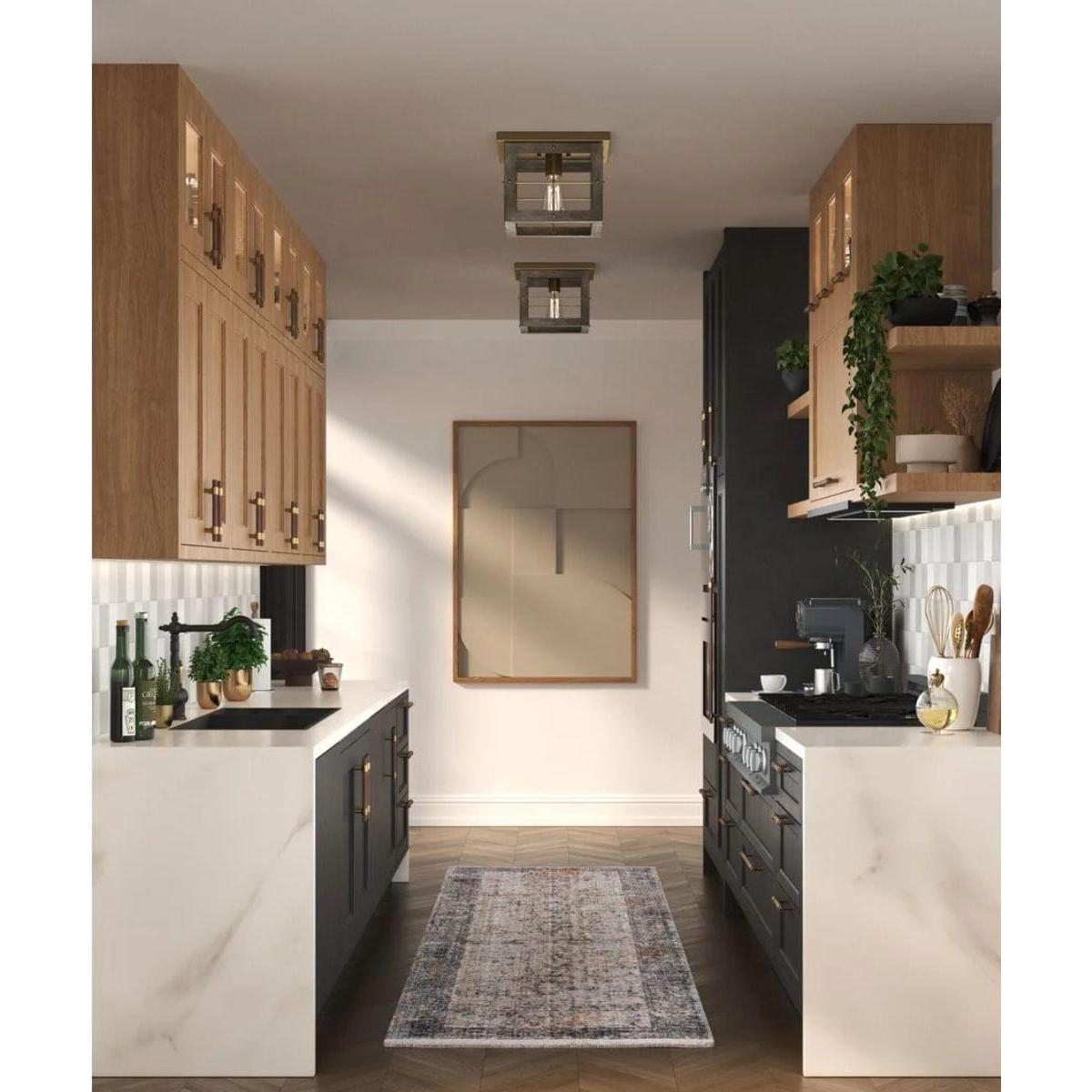 Hedgerow 1-Light 11"w Flush Mount Ceiling Light Fixture Aged Oak Farmhouse Indoor by Progress