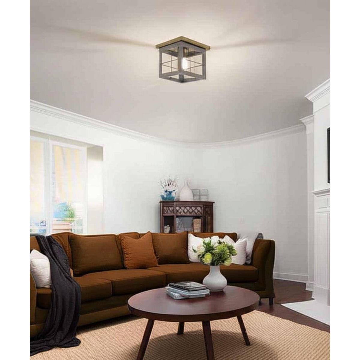 Hedgerow 1-Light 11"w Flush Mount Ceiling Light Fixture Aged Oak Farmhouse Indoor by Progress
