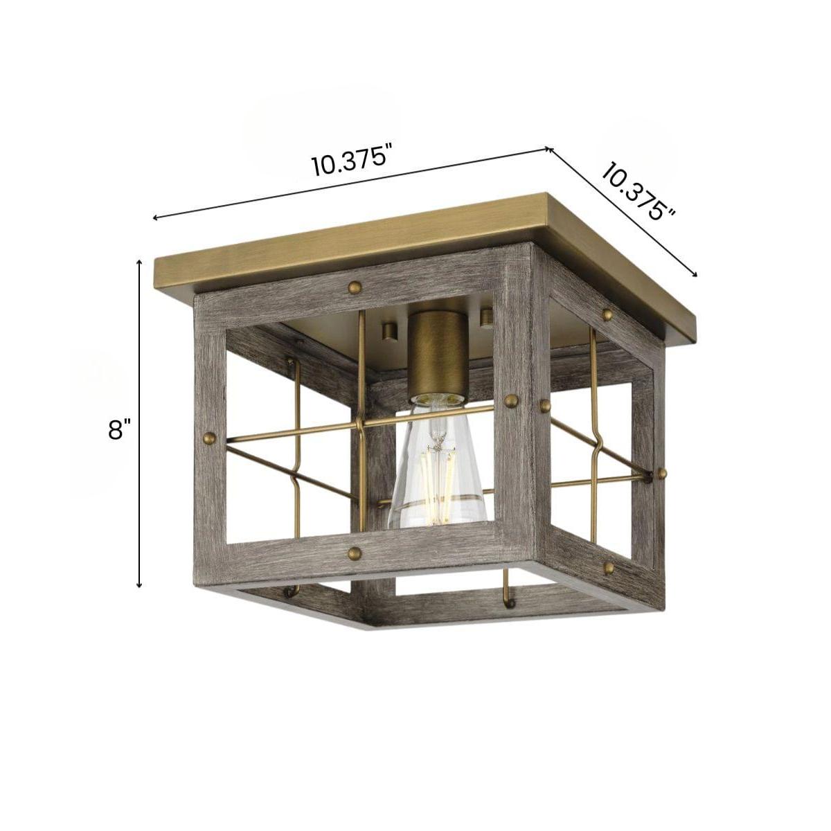 Hedgerow 1-Light 11"w Flush Mount Ceiling Light Fixture Aged Oak Farmhouse Indoor by Progress