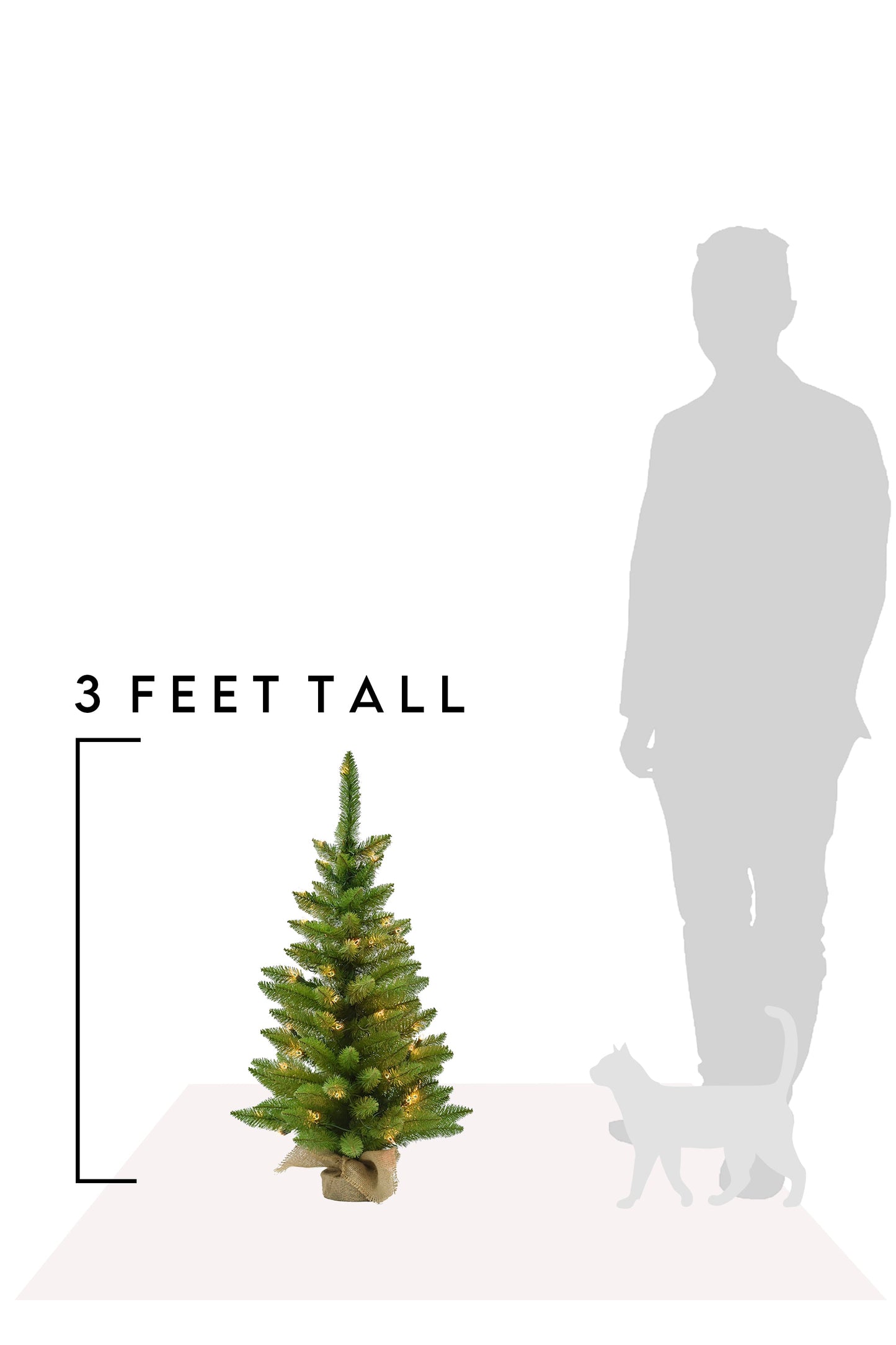3' Prelit Tabletop Christmas Tree with Burlap Base