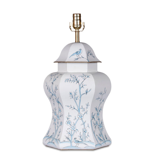 a white and blue lamp