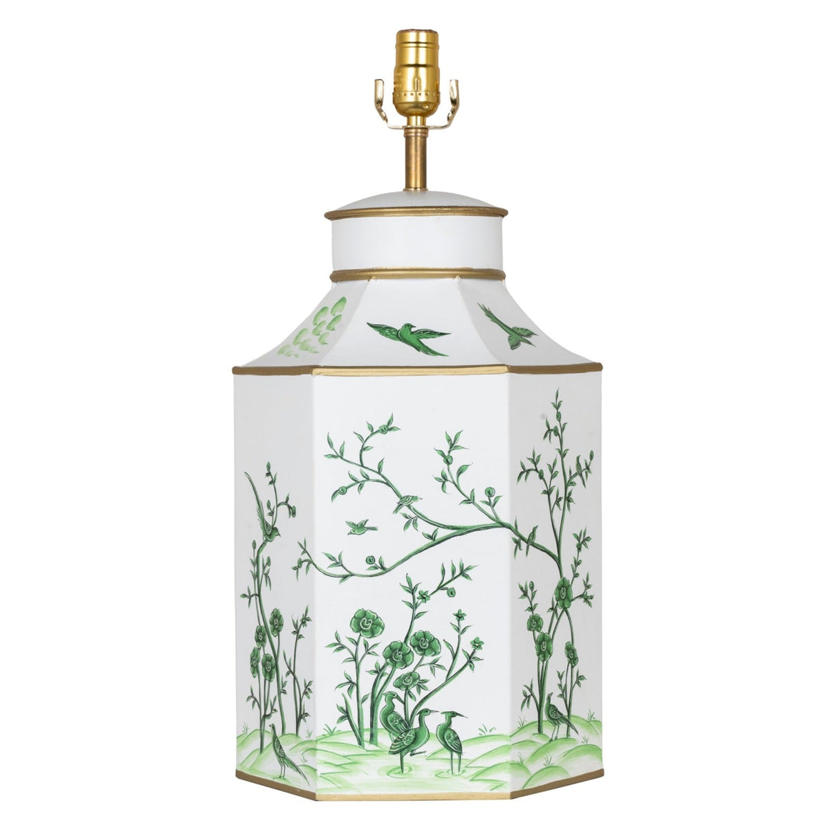 Ivory & Green Hexagon Lamp