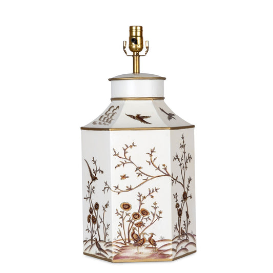 a white and gold lamp