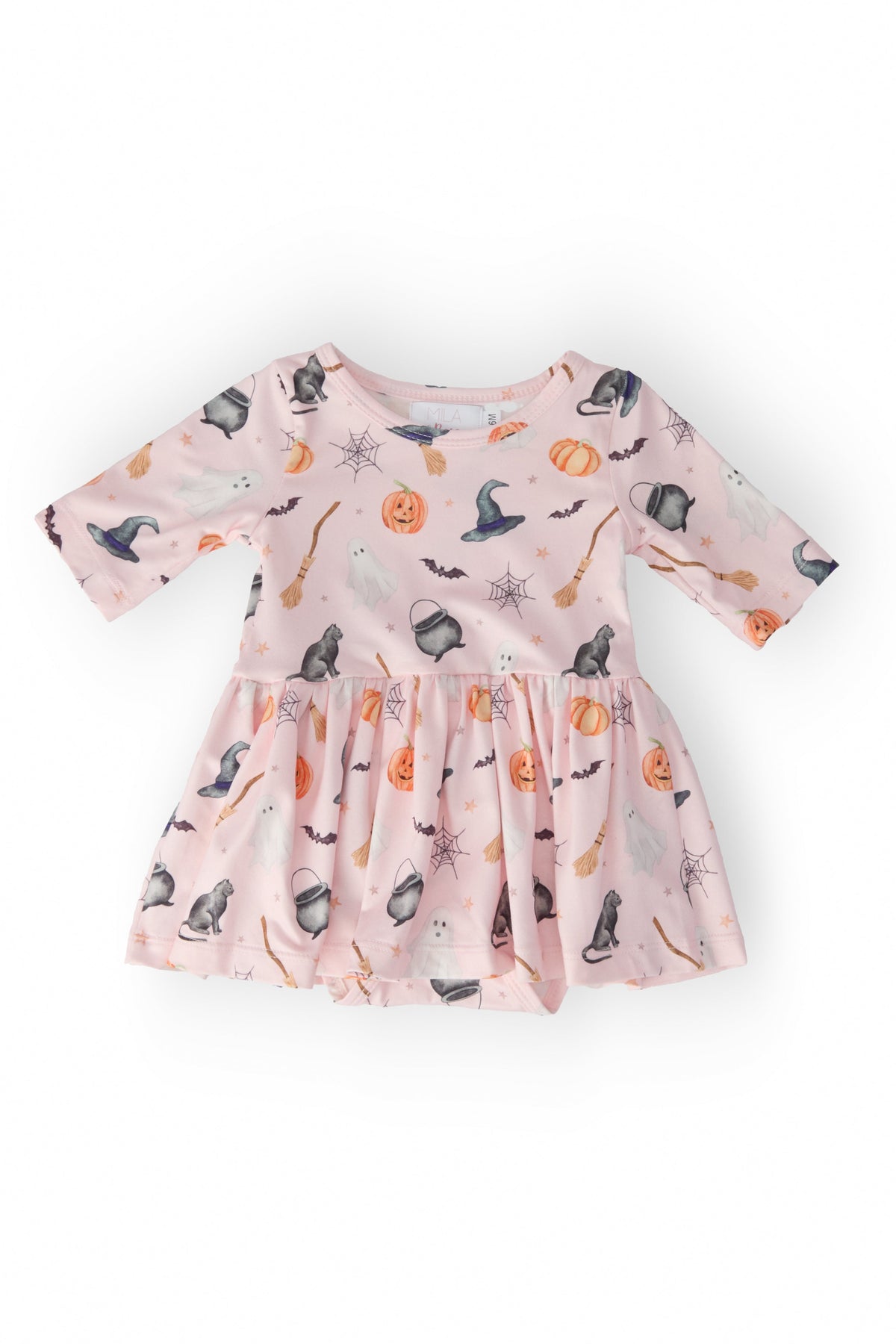 a pink dress with halloween design on it