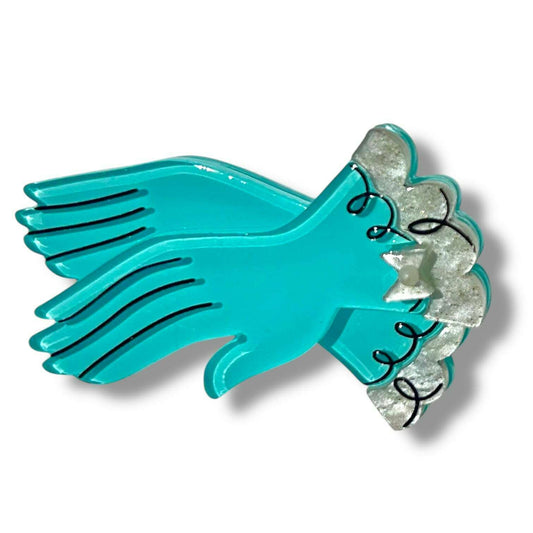 a pair of blue gloves