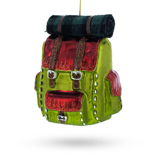 Hiking Backpack Glass Christmas Ornament