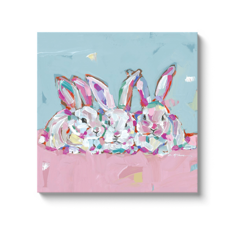 "Hip Hap Hop" bunnies on canvas