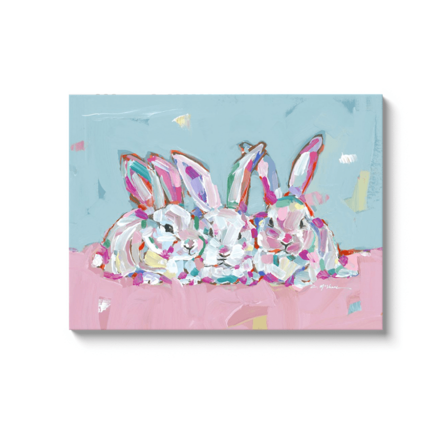 "Hip Hap Hop" bunnies on canvas