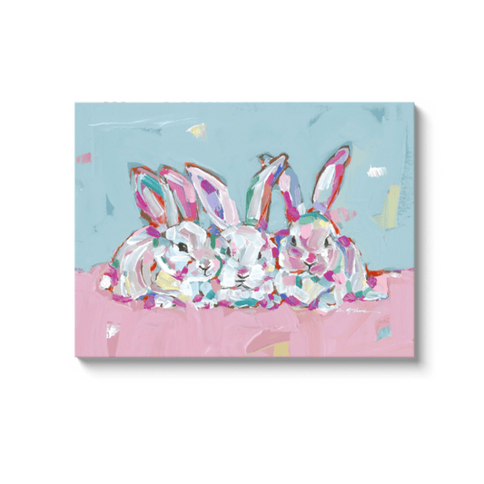 "Hip Hap Hop" bunnies on canvas