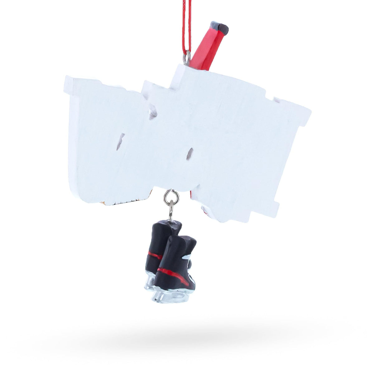 Hockey Word Art with Skates and Stick Resin Christmas Ornament