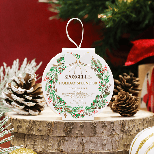 a christmas decoration on a tree stump
