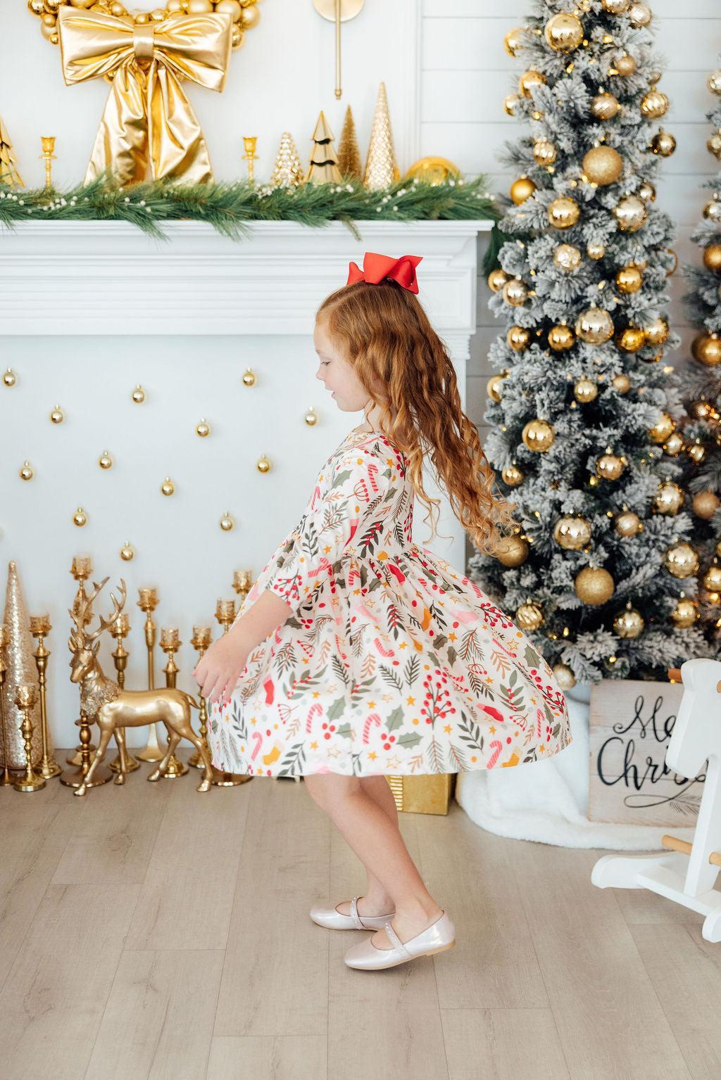 a girl in a dress