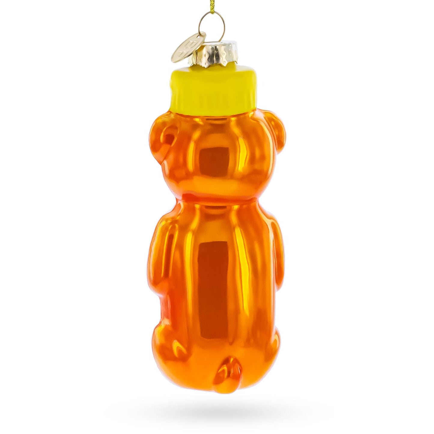 Honey Bear With Label Detail Glass Christmas Ornament