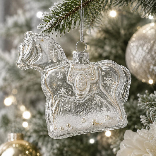 Horse Clear Glass Christmas Ornament