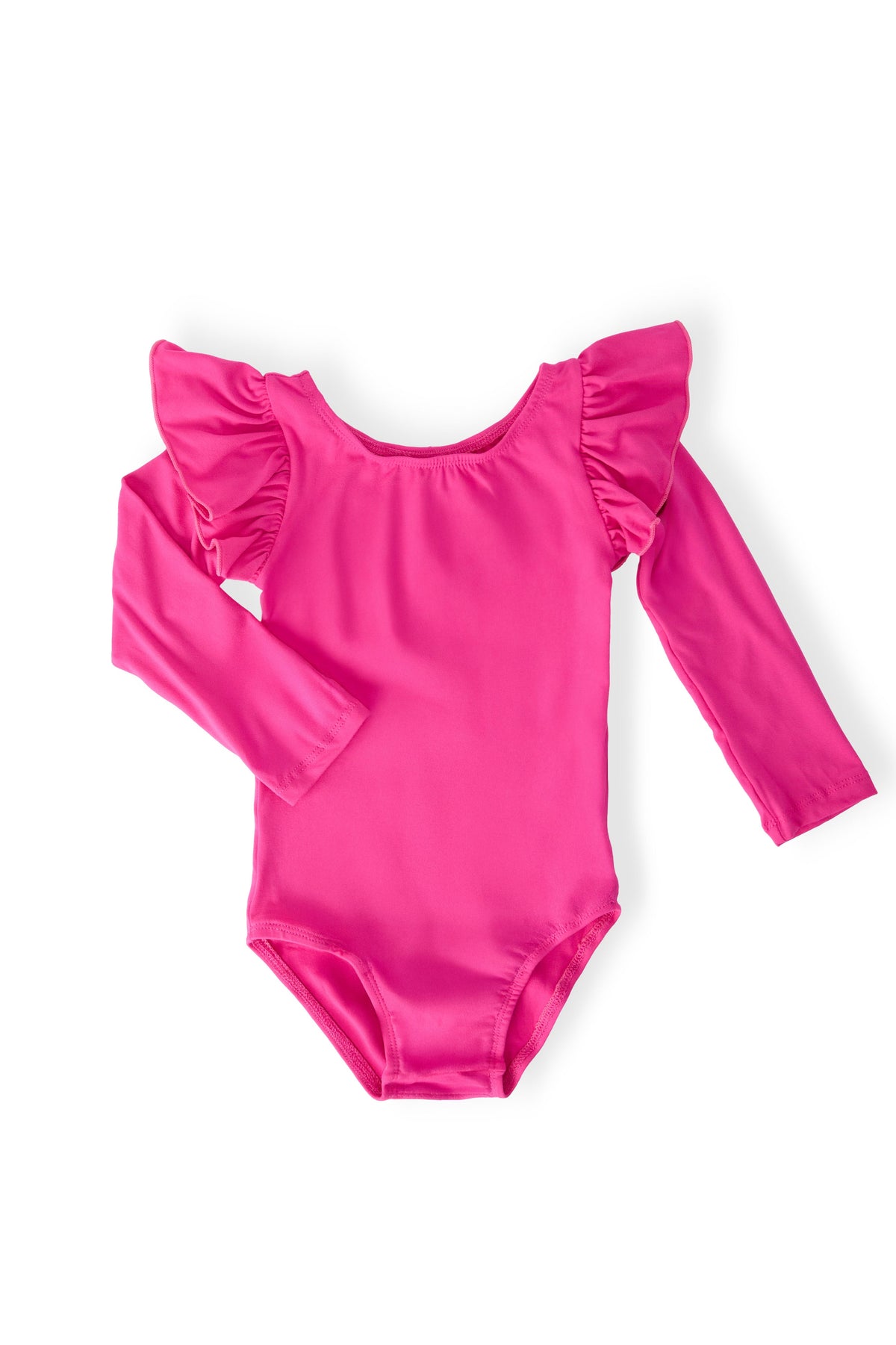 a pink bodysuit with ruffles