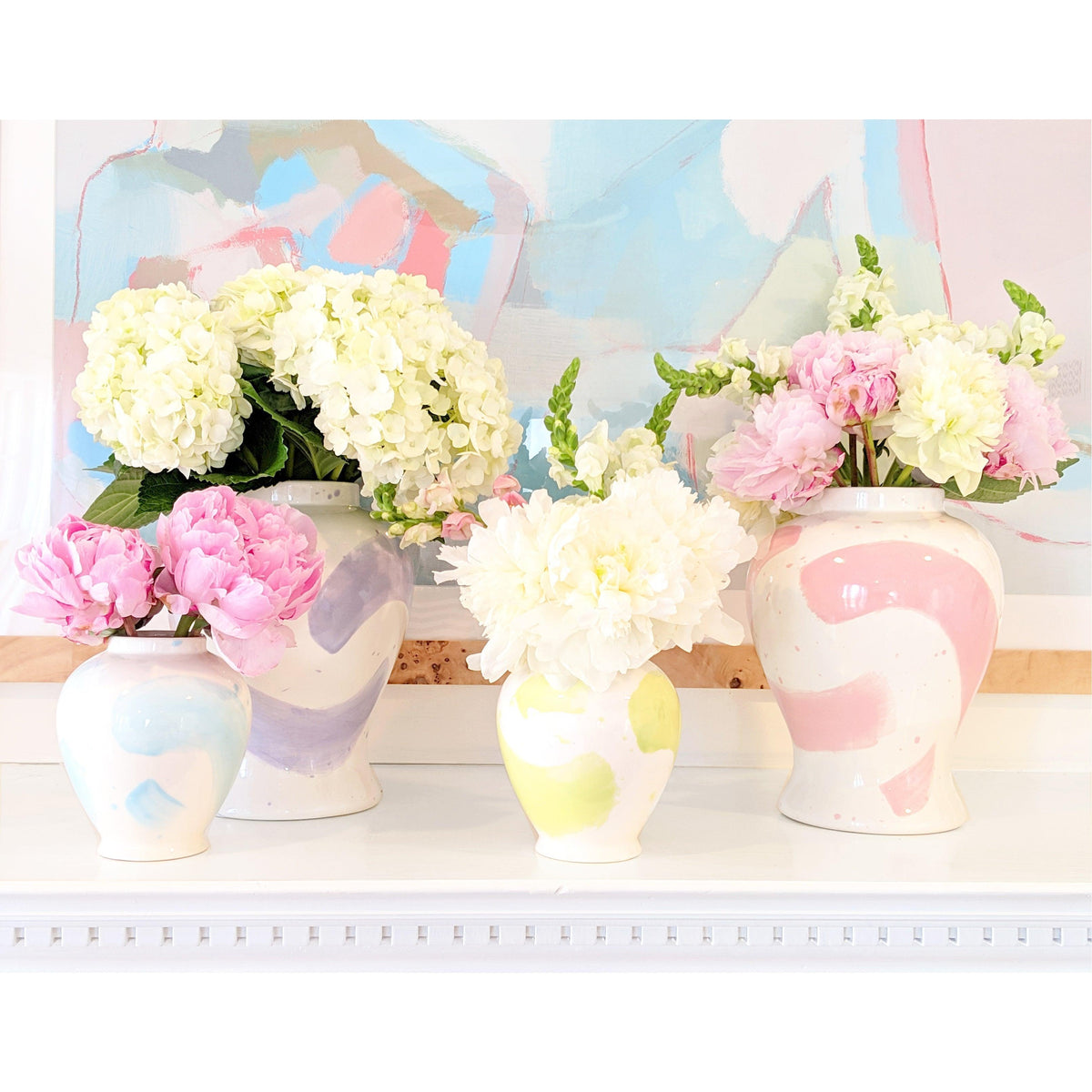 Hydrangea Light Blue Brushstroke Ginger Jars