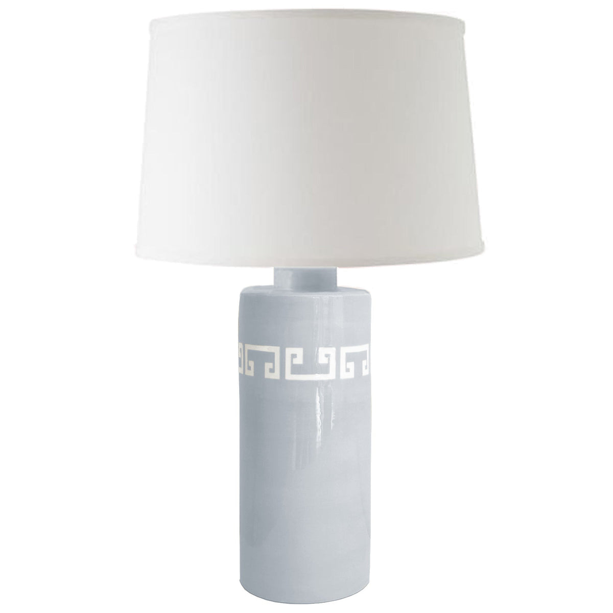 Hydrangea Light Blue Greek Key Column Lamp