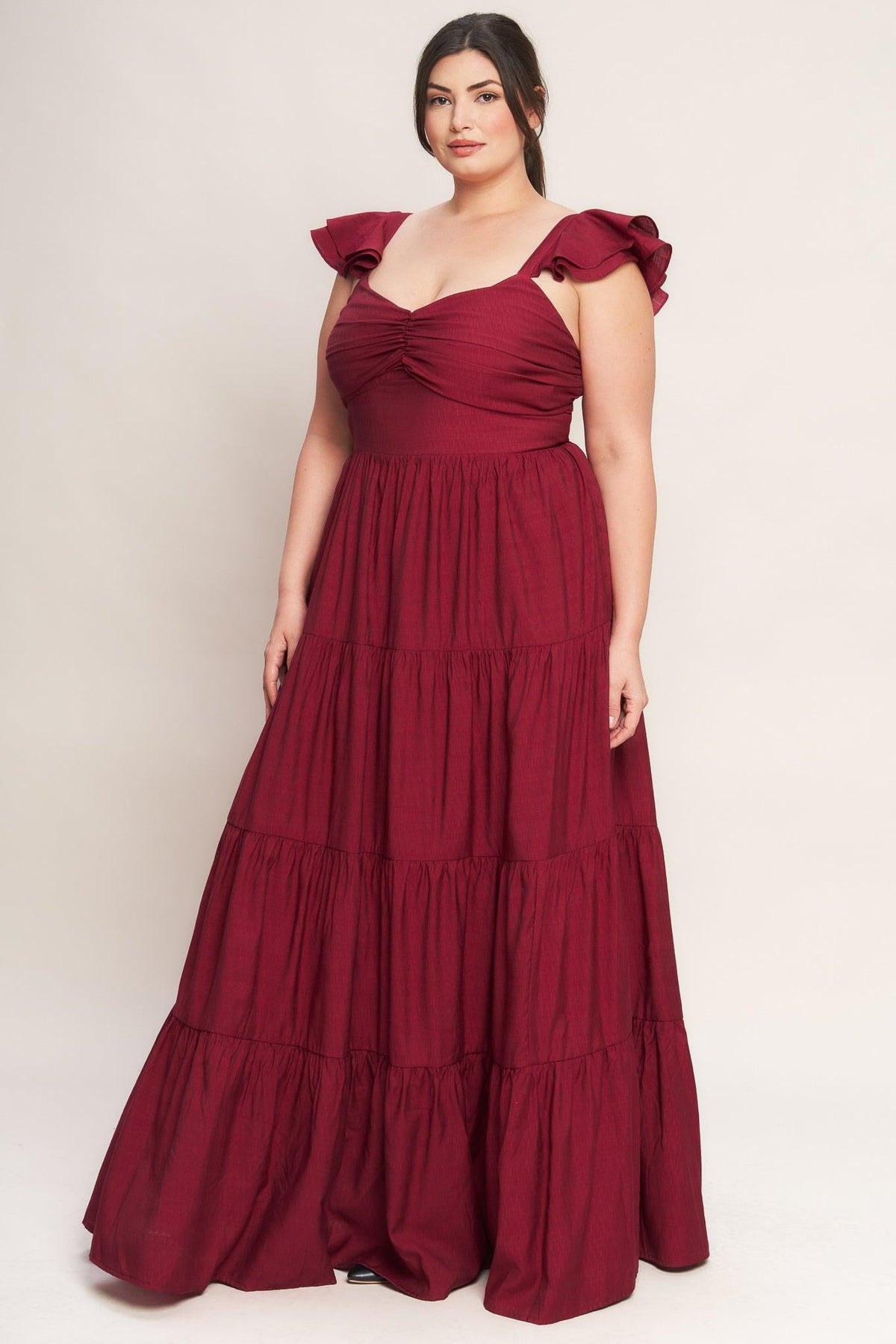 SUMMER MILK DEEP RED WOVEN MAXI DRESS