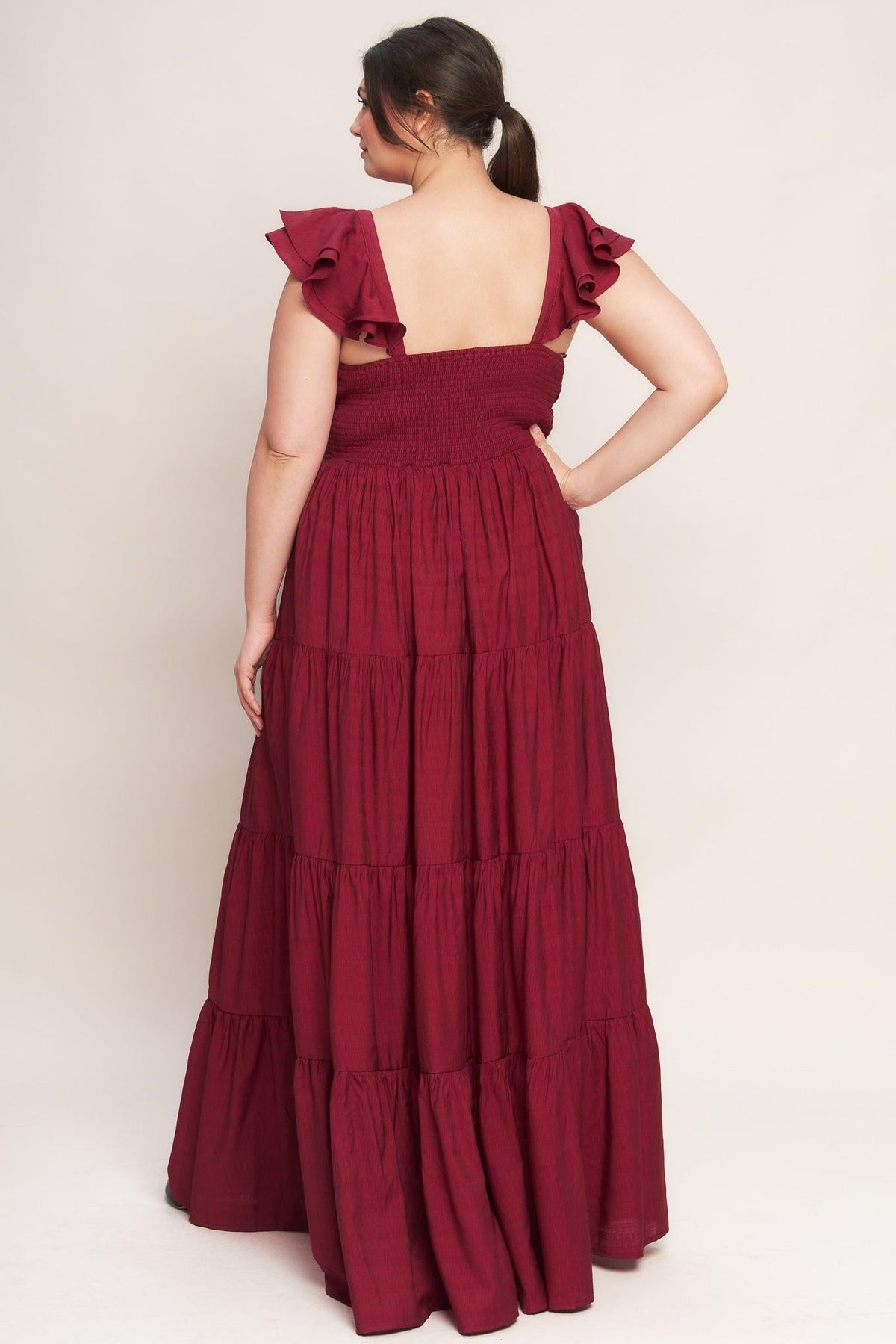 SUMMER MILK DEEP RED WOVEN MAXI DRESS