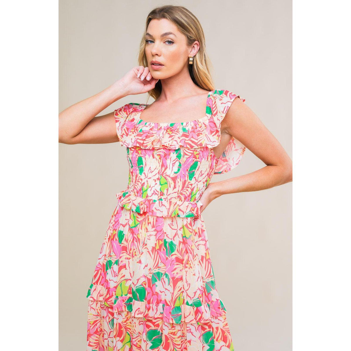 a woman in a dress