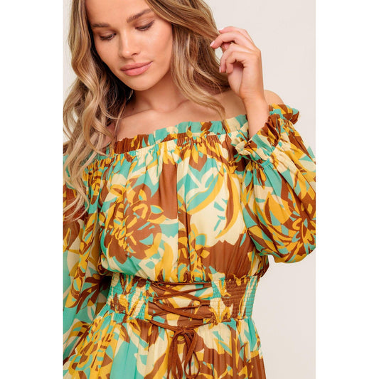 THENA SECRET GARDEN WOVEN MIDI DRESS