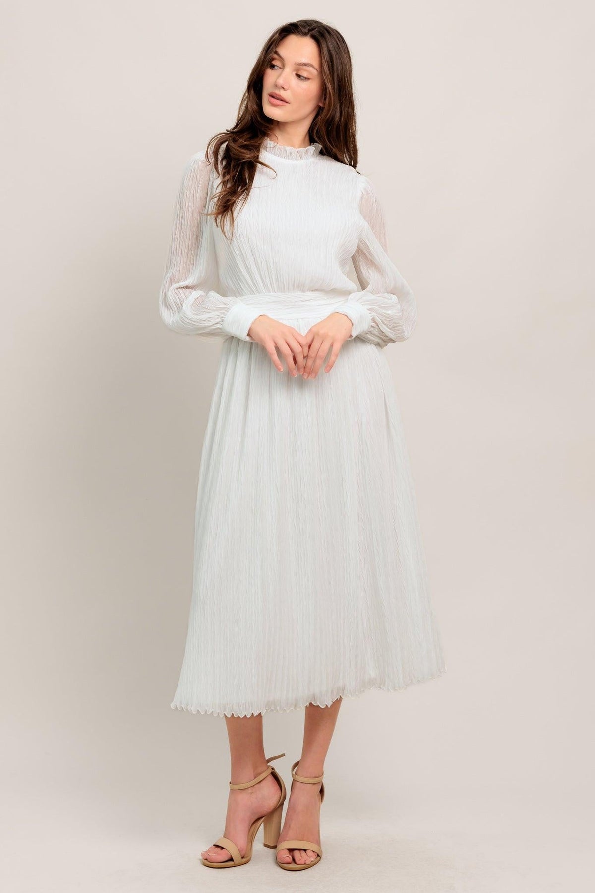 FOREVER WAITING WOVEN MIDI DRESS