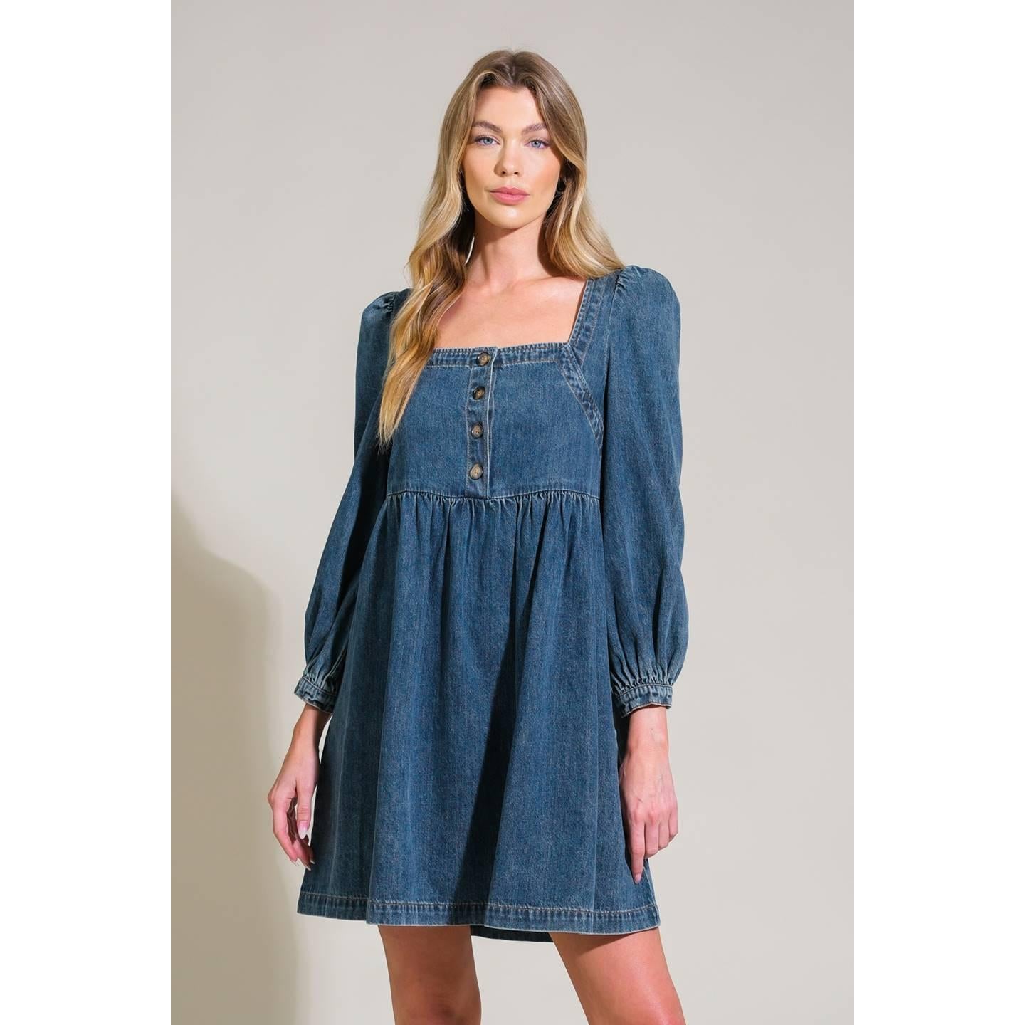 EXOTIC ESCAPE DENIM MINI DRESS