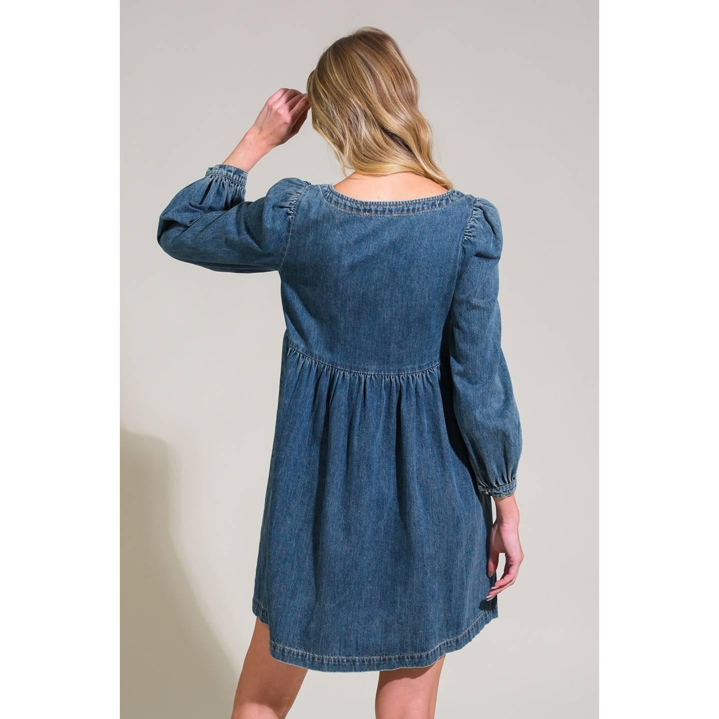 EXOTIC ESCAPE DENIM MINI DRESS