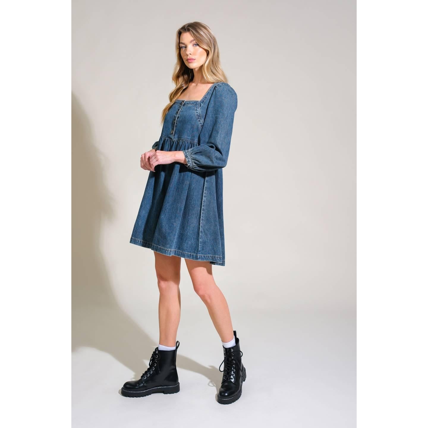 EXOTIC ESCAPE DENIM MINI DRESS