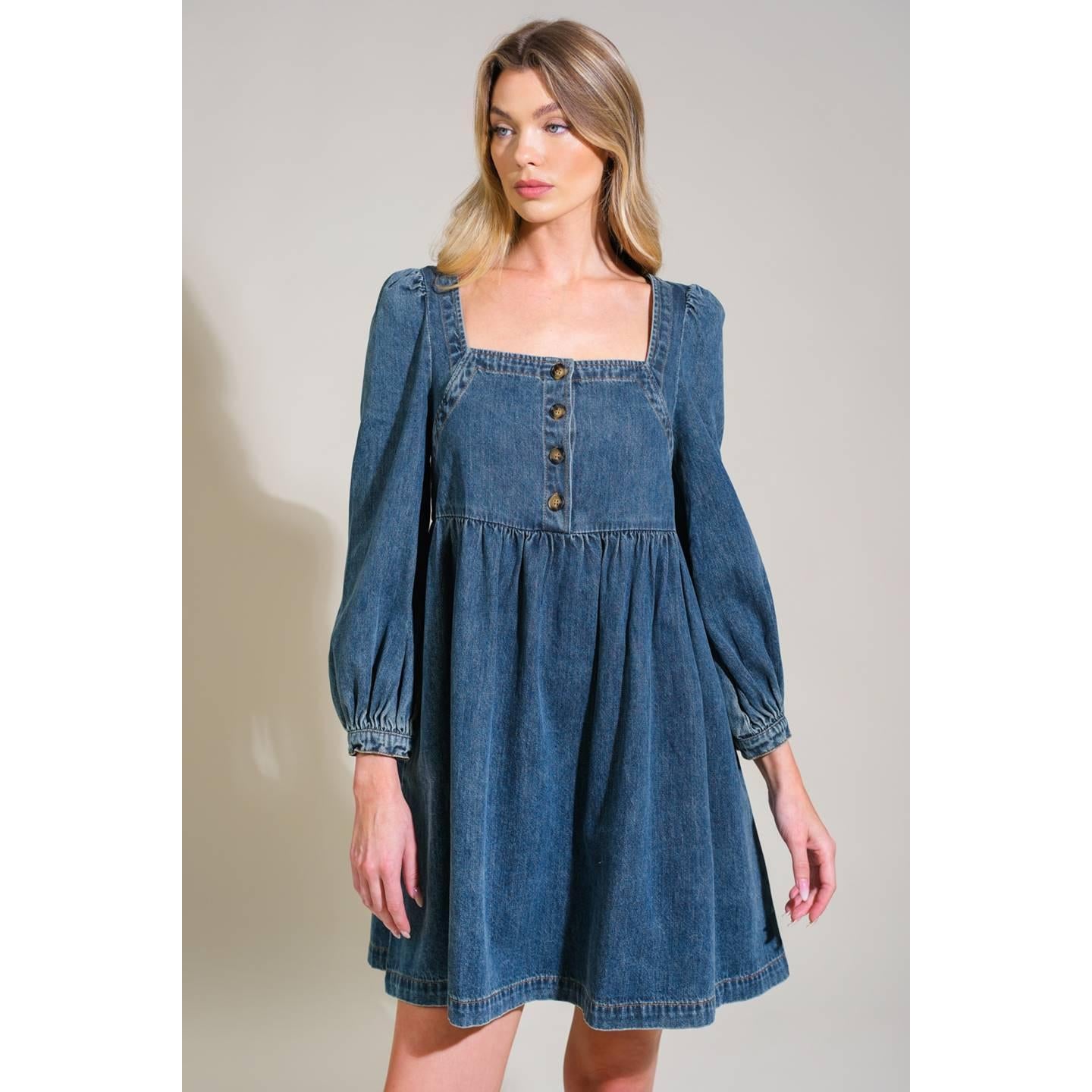 EXOTIC ESCAPE DENIM MINI DRESS
