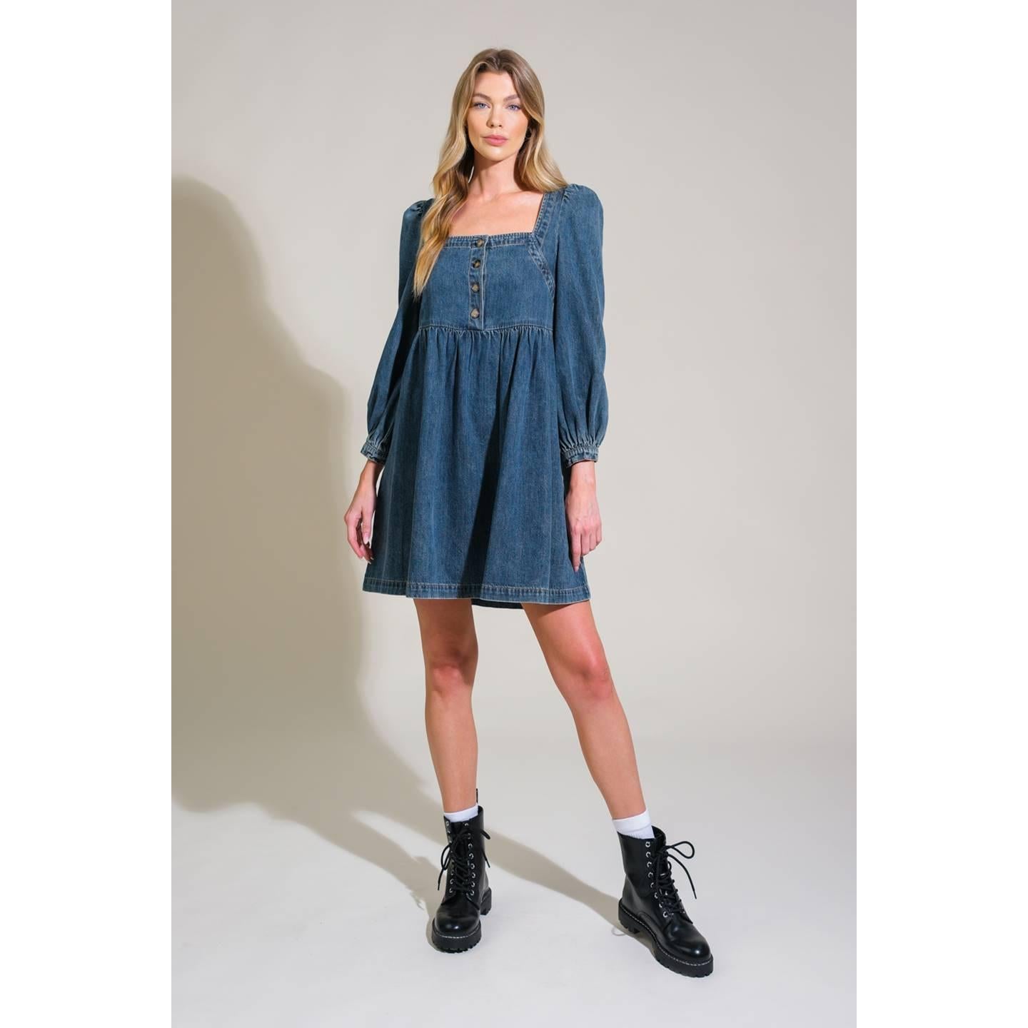 EXOTIC ESCAPE DENIM MINI DRESS