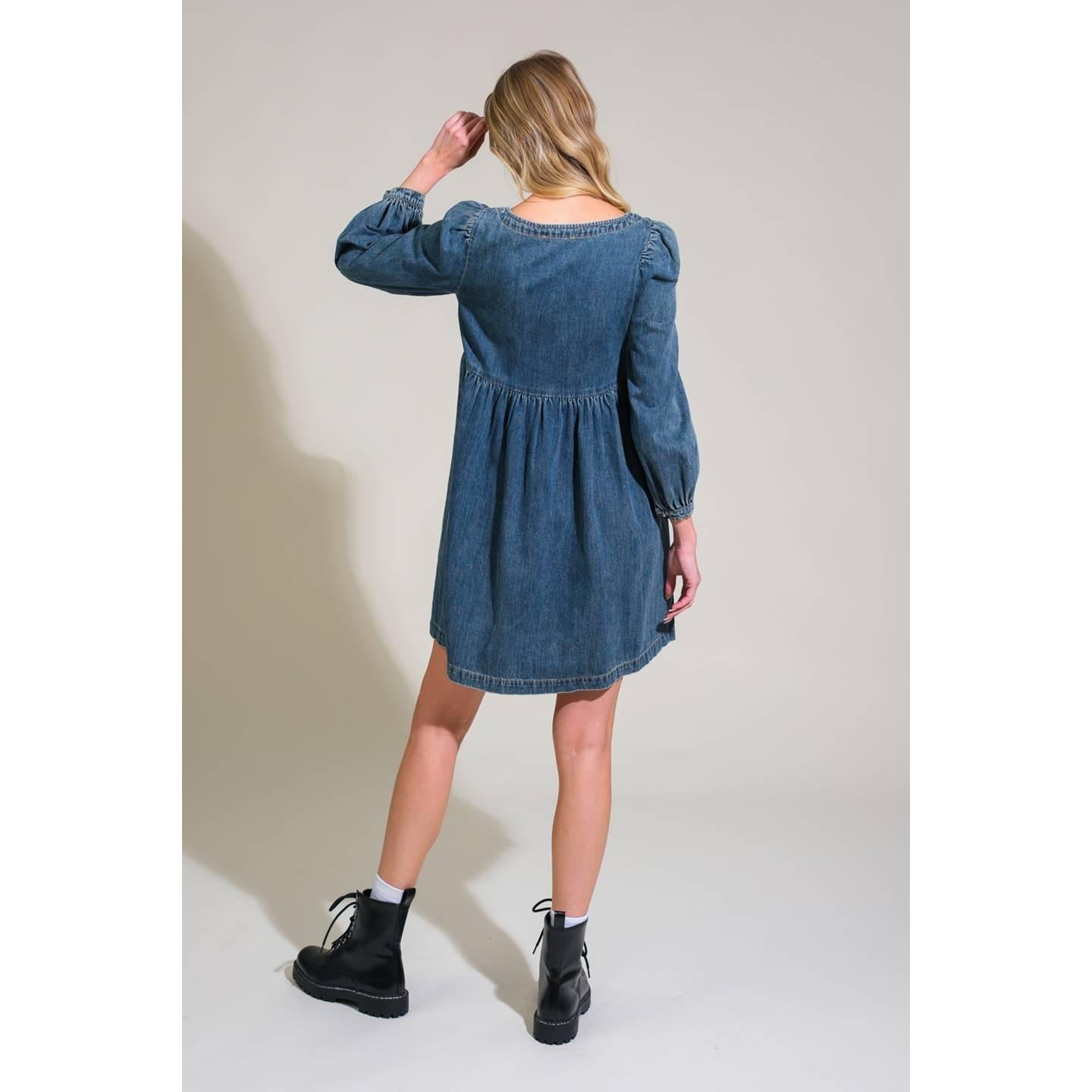 EXOTIC ESCAPE DENIM MINI DRESS