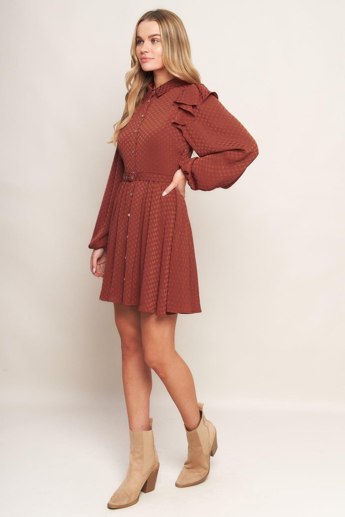 CALL IT LOVE WOVEN MINI DRESS