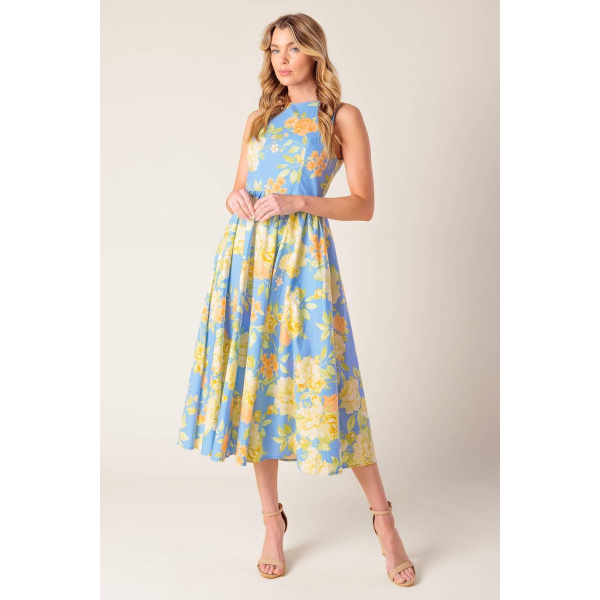 a woman in a dress