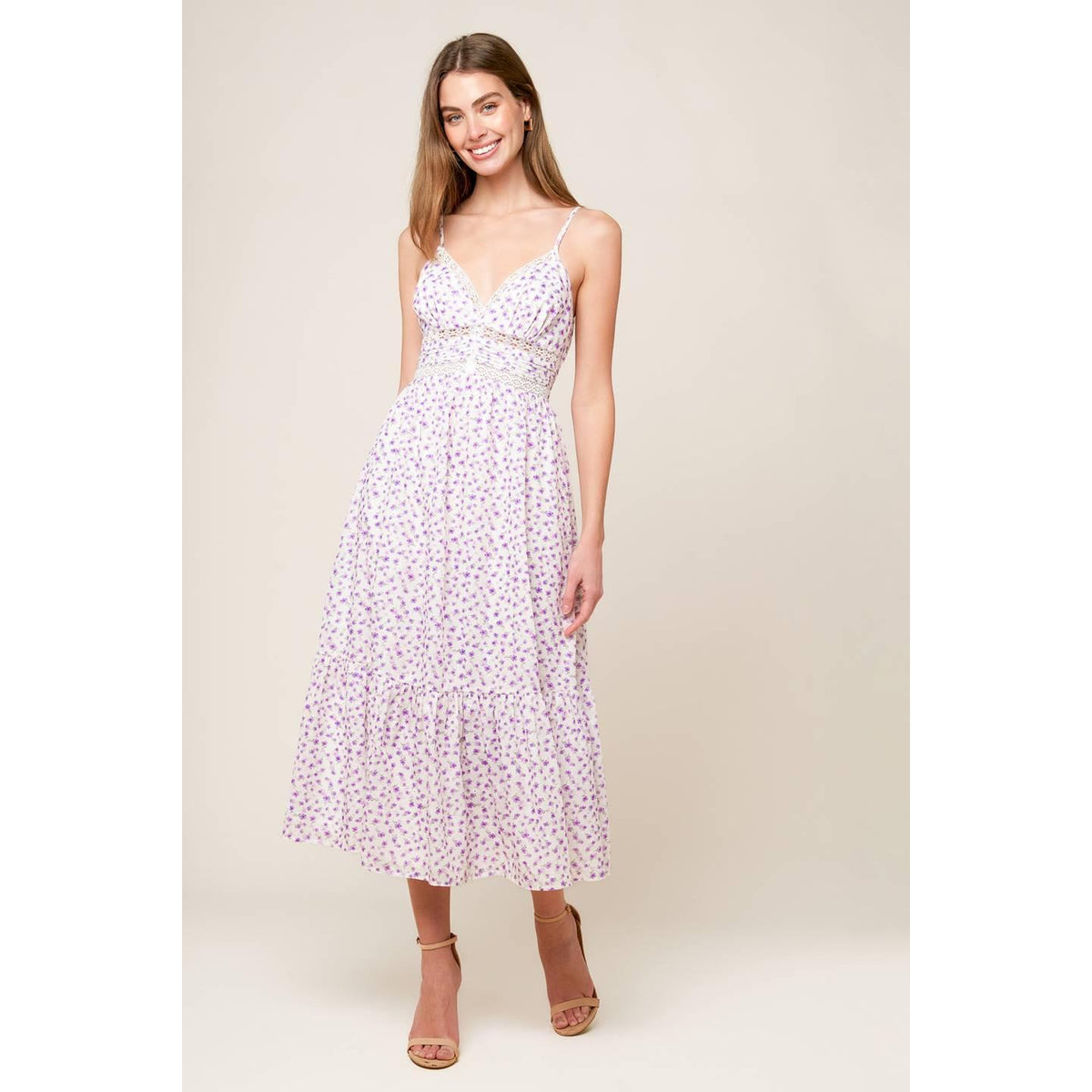 DAYLIGHT GLIMMER LAVENDER WOVEN MIDI DRESS