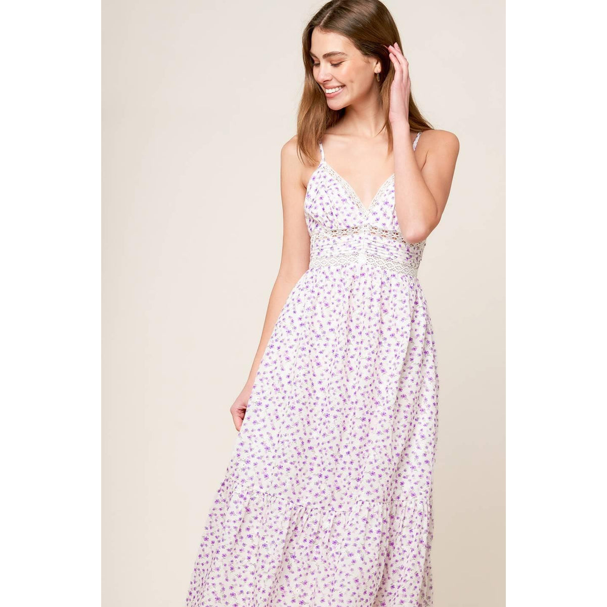 DAYLIGHT GLIMMER LAVENDER WOVEN MIDI DRESS