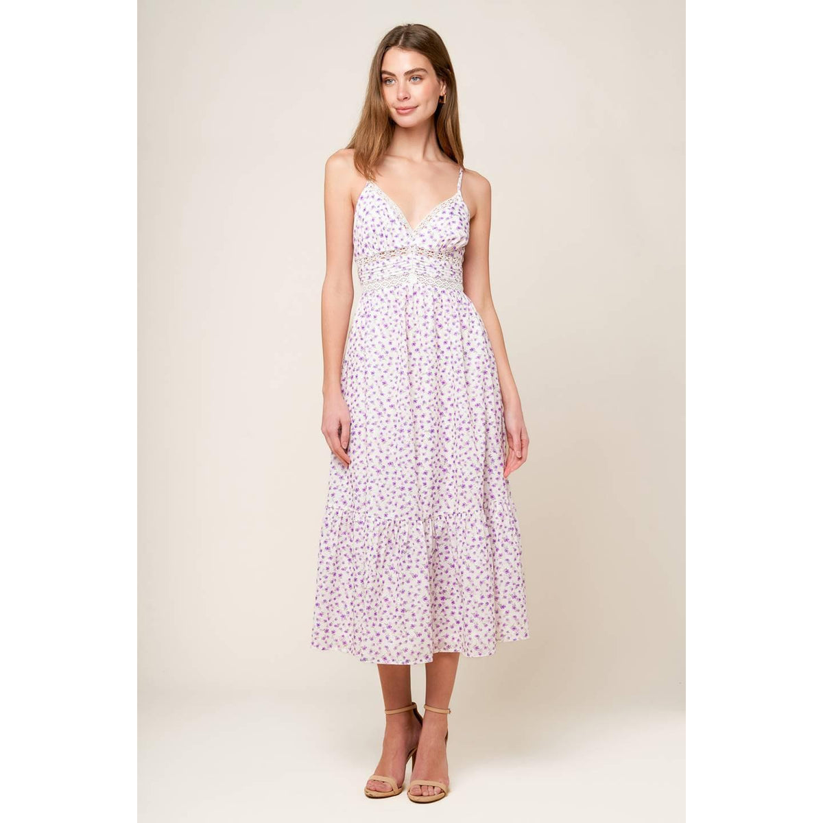 DAYLIGHT GLIMMER LAVENDER WOVEN MIDI DRESS