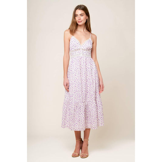 DAYLIGHT GLIMMER LAVENDER WOVEN MIDI DRESS