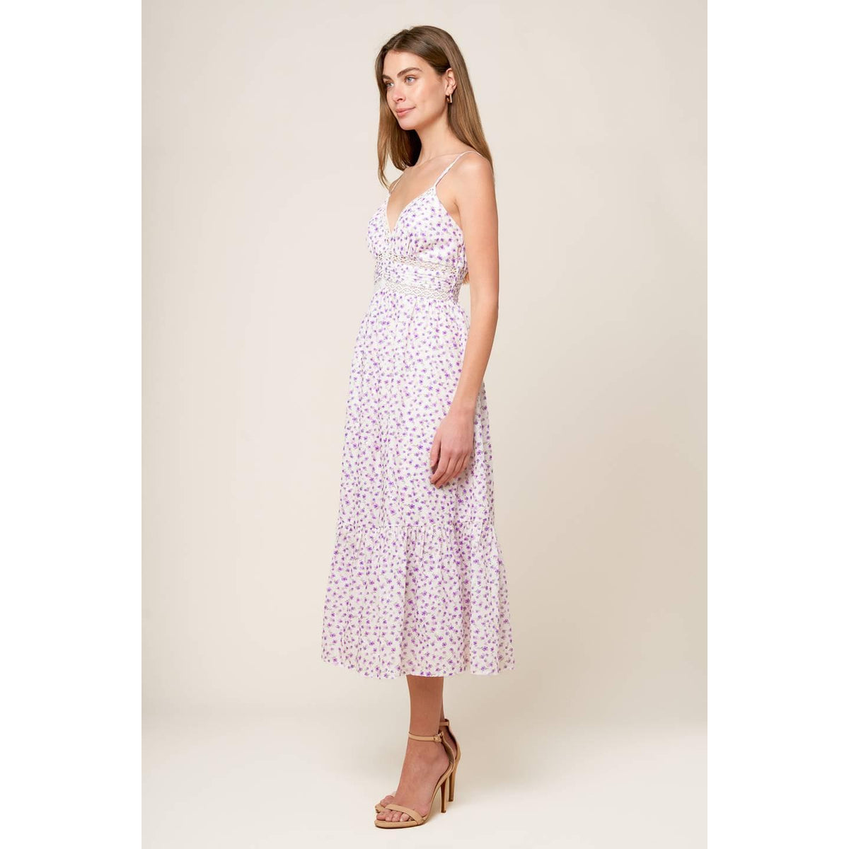DAYLIGHT GLIMMER LAVENDER WOVEN MIDI DRESS