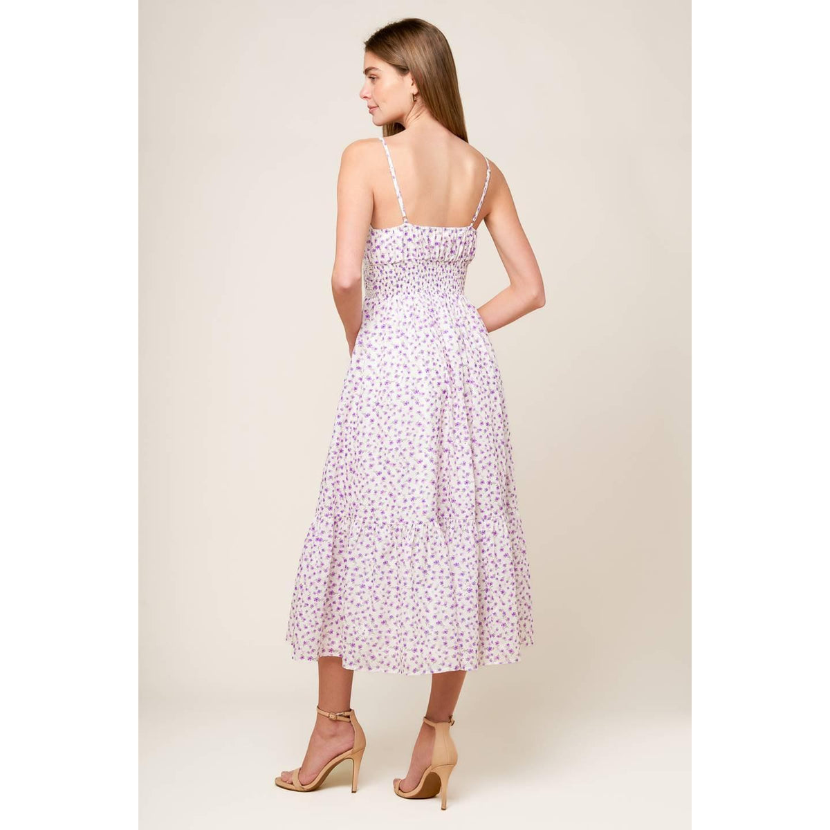 DAYLIGHT GLIMMER LAVENDER WOVEN MIDI DRESS