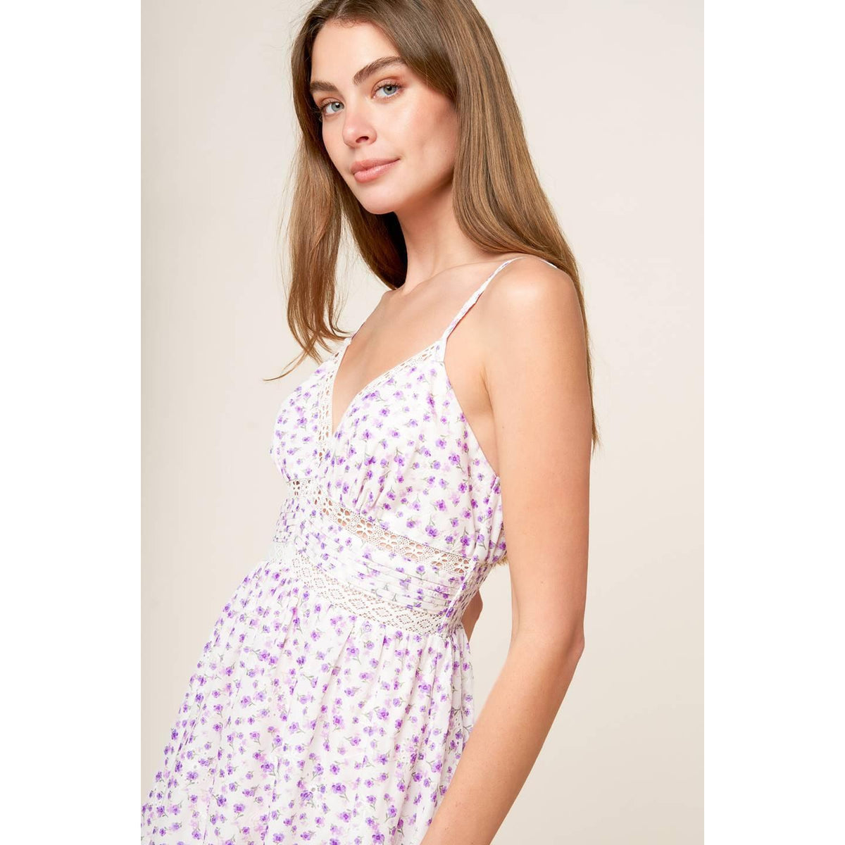 DAYLIGHT GLIMMER LAVENDER WOVEN MIDI DRESS