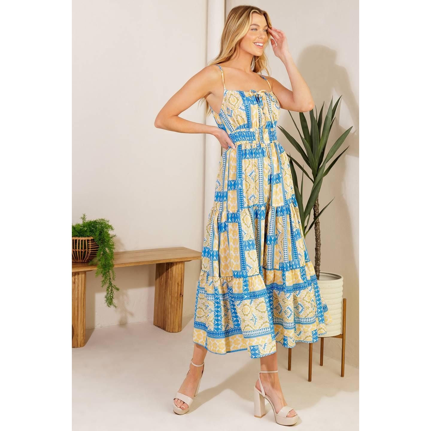 MAKING A WISH WOVEN MIDI DRESS