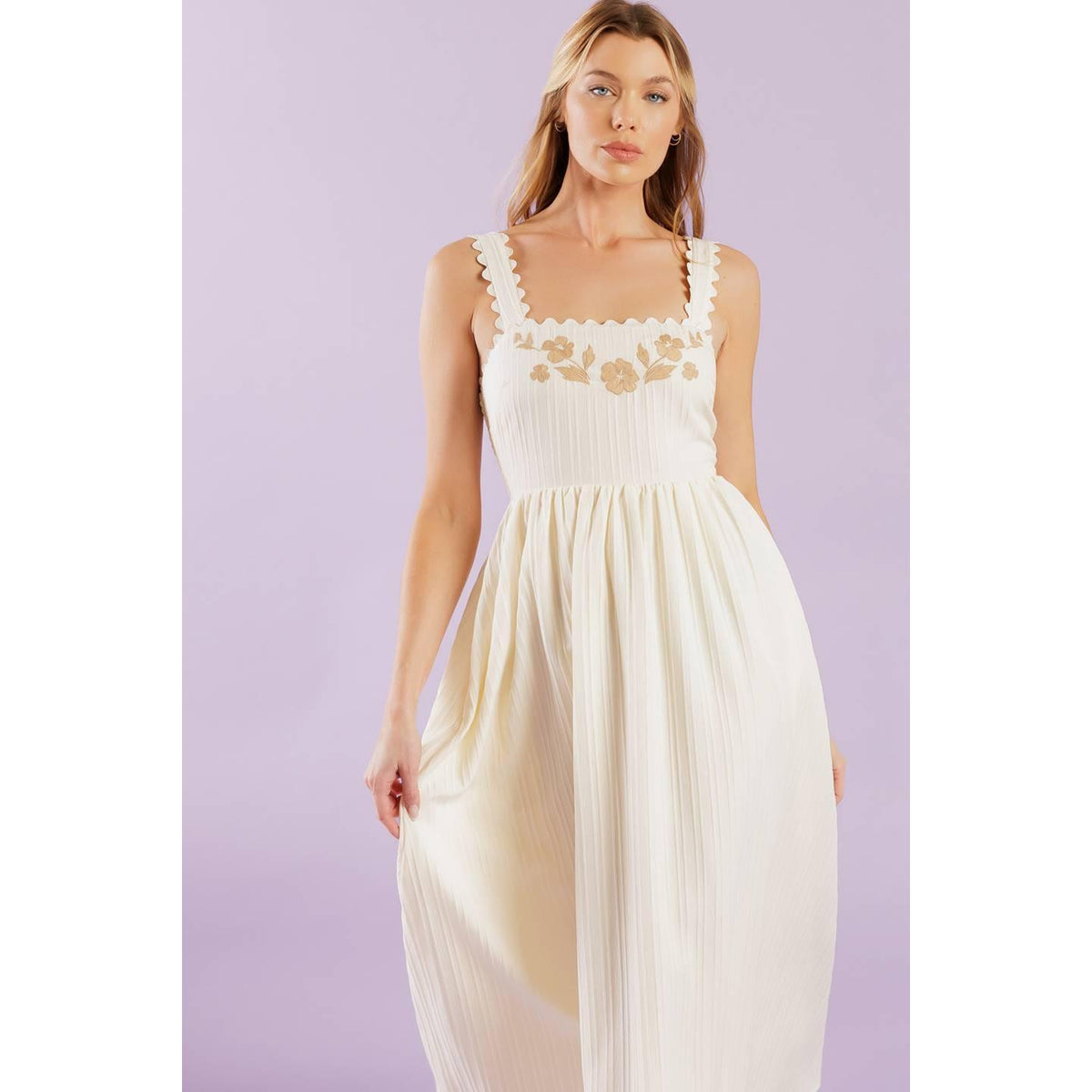 a woman in a white dress