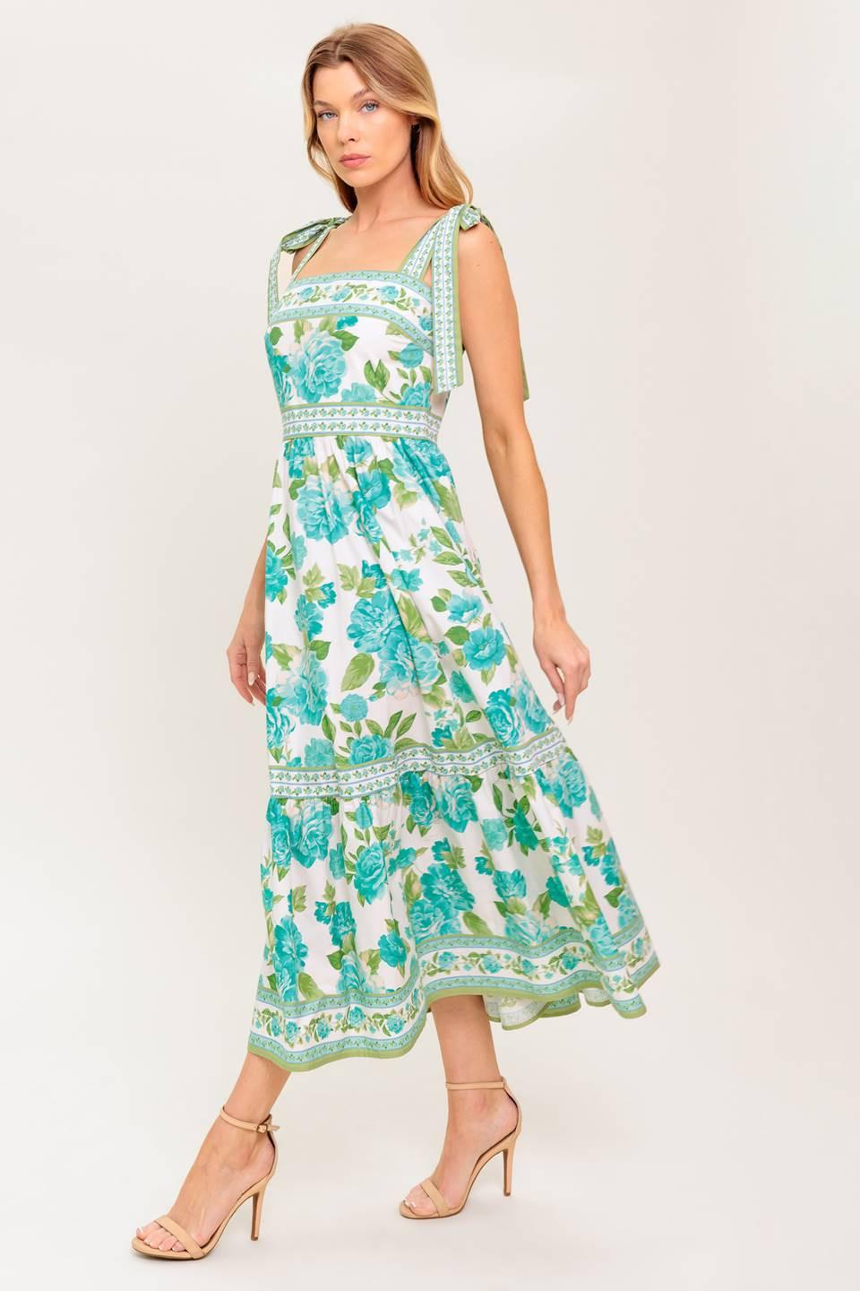 WRITTEN IN THE SKY WOVEN MIDI DRESS