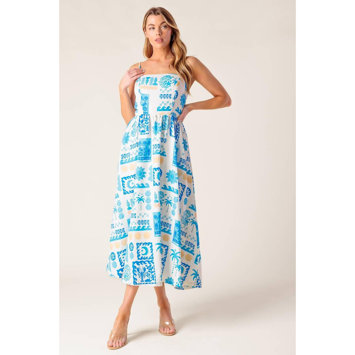 a woman in a dress