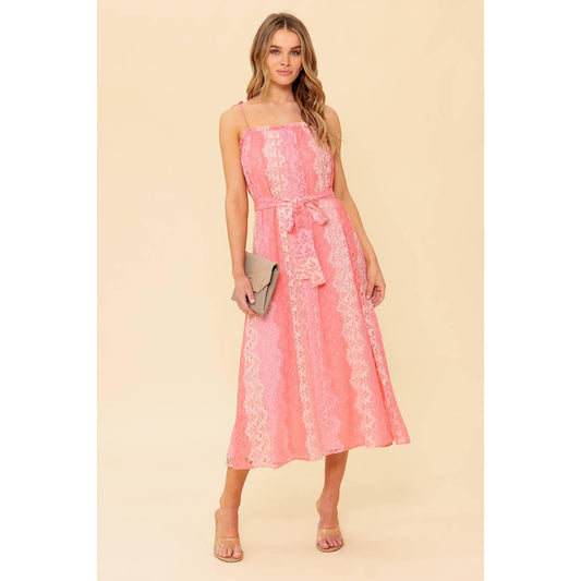 TAILOR MADE FOR YOU WOVEN LACE MIDI DRESS