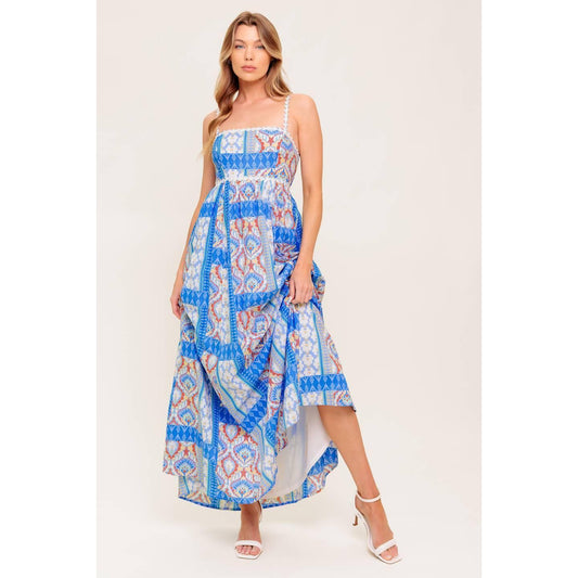 LASTING MAGIC BLUE WOVEN MAXI DRESS