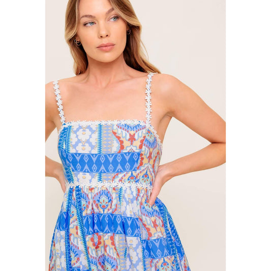 LASTING MAGIC BLUE WOVEN MAXI DRESS
