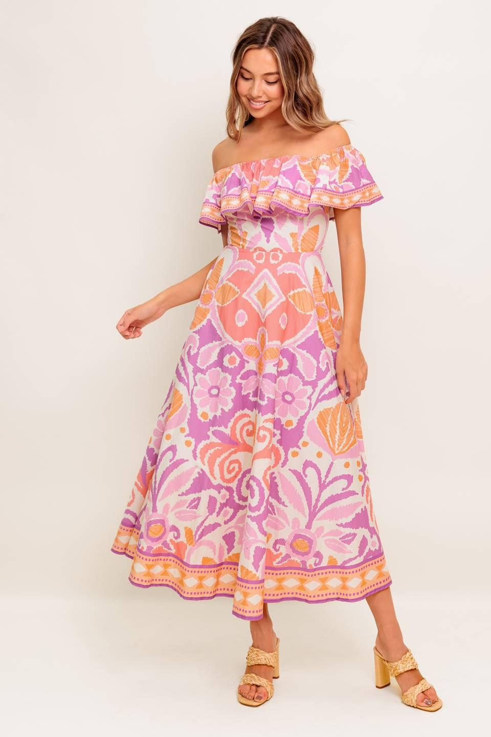 CABANA DREAM LAVENDER WOVEN MIDI DRESS